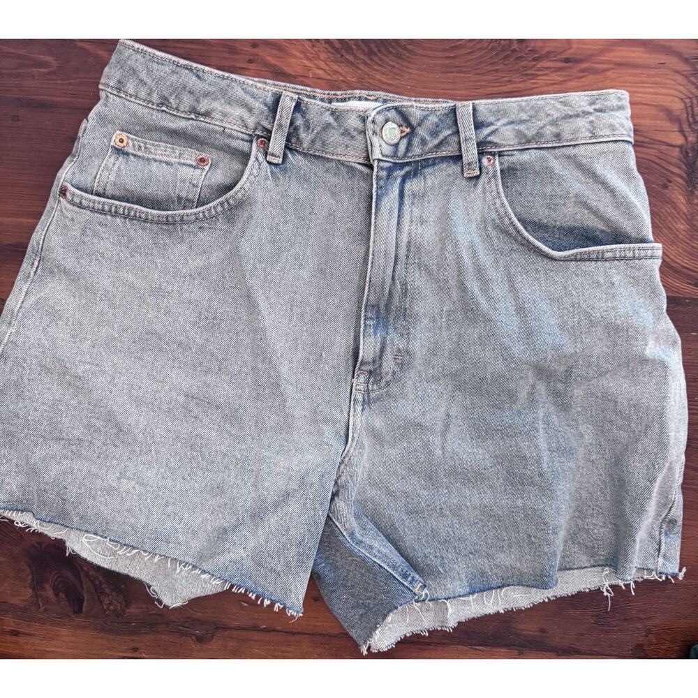 Topshop Women's Jean Shorts Size 10 High Waisted Mom Short Cut Off Denim Shorts